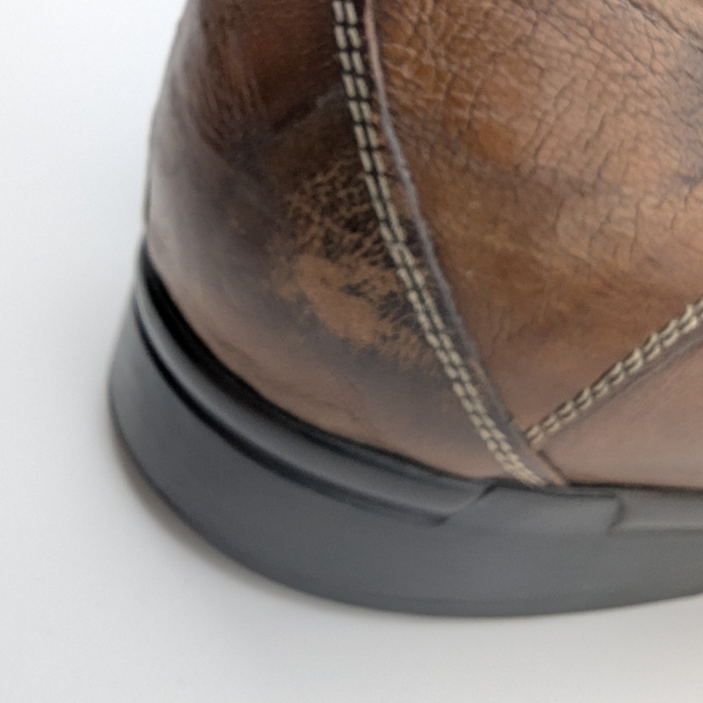 Bacco Bucci mens Brown Leather Ankle Boots Made Italy Size 12 Western Stitch - Picture 11 of 14